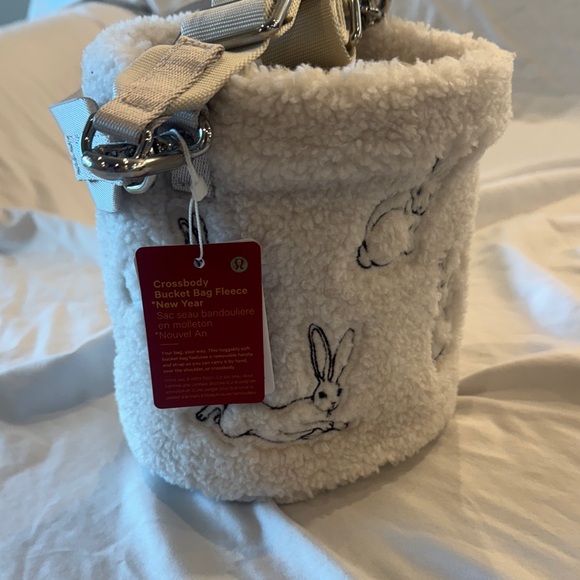 lululemon athletica Handbags - White Fleece Bucket Bag with Rabbit Design